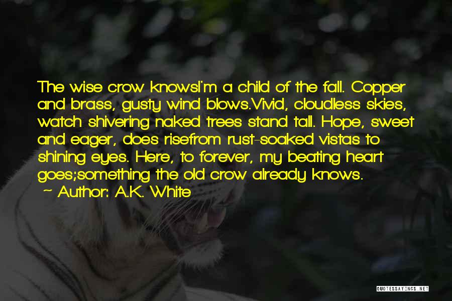 A.K. White Quotes: The Wise Crow Knowsi'm A Child Of The Fall. Copper And Brass, Gusty Wind Blows.vivid, Cloudless Skies, Watch Shivering Naked