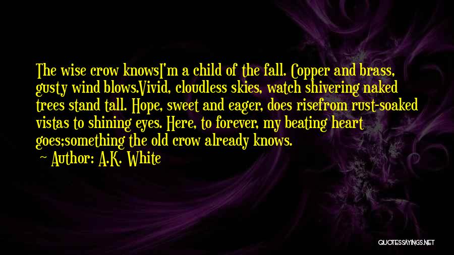 A.K. White Quotes: The Wise Crow Knowsi'm A Child Of The Fall. Copper And Brass, Gusty Wind Blows.vivid, Cloudless Skies, Watch Shivering Naked