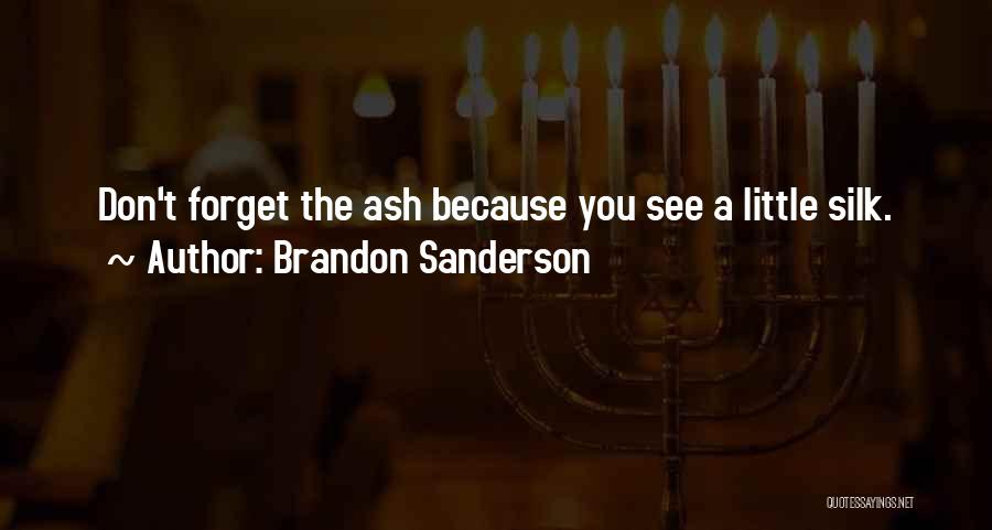 Brandon Sanderson Quotes: Don't Forget The Ash Because You See A Little Silk.