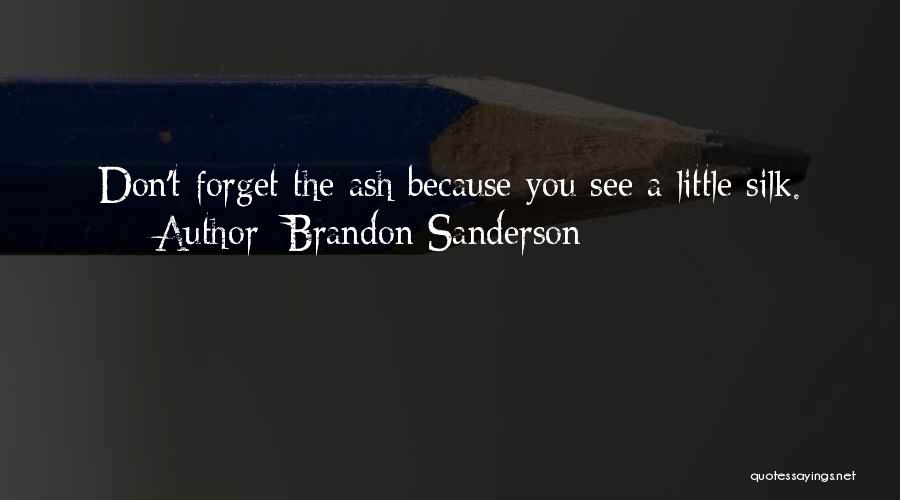 Brandon Sanderson Quotes: Don't Forget The Ash Because You See A Little Silk.