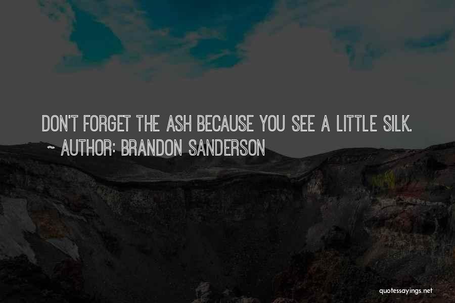Brandon Sanderson Quotes: Don't Forget The Ash Because You See A Little Silk.