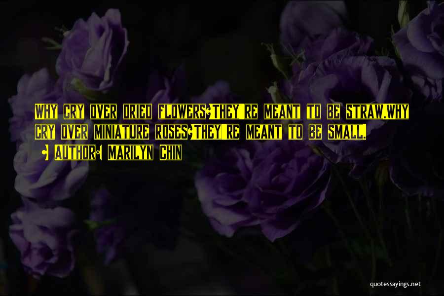 Marilyn Chin Quotes: Why Cry Over Dried Flowers?they're Meant To Be Straw.why Cry Over Miniature Roses?they're Meant To Be Small.