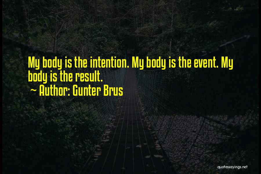 Gunter Brus Quotes: My Body Is The Intention. My Body Is The Event. My Body Is The Result.
