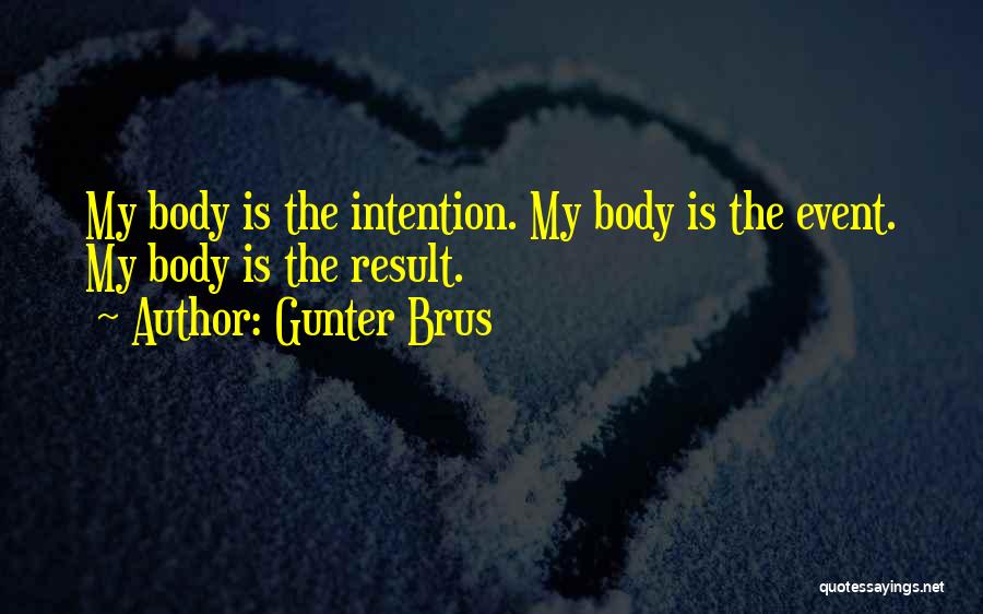 Gunter Brus Quotes: My Body Is The Intention. My Body Is The Event. My Body Is The Result.