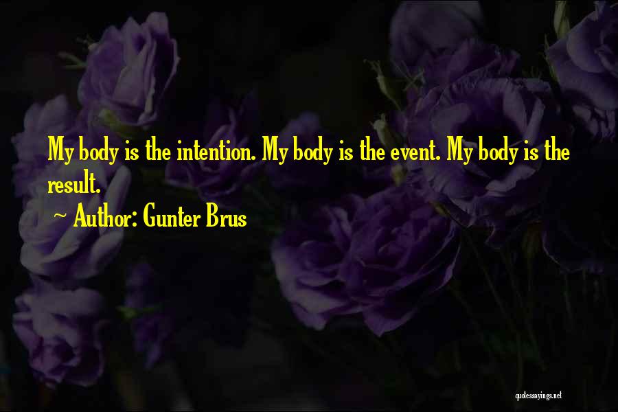 Gunter Brus Quotes: My Body Is The Intention. My Body Is The Event. My Body Is The Result.