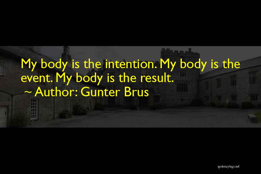 Gunter Brus Quotes: My Body Is The Intention. My Body Is The Event. My Body Is The Result.