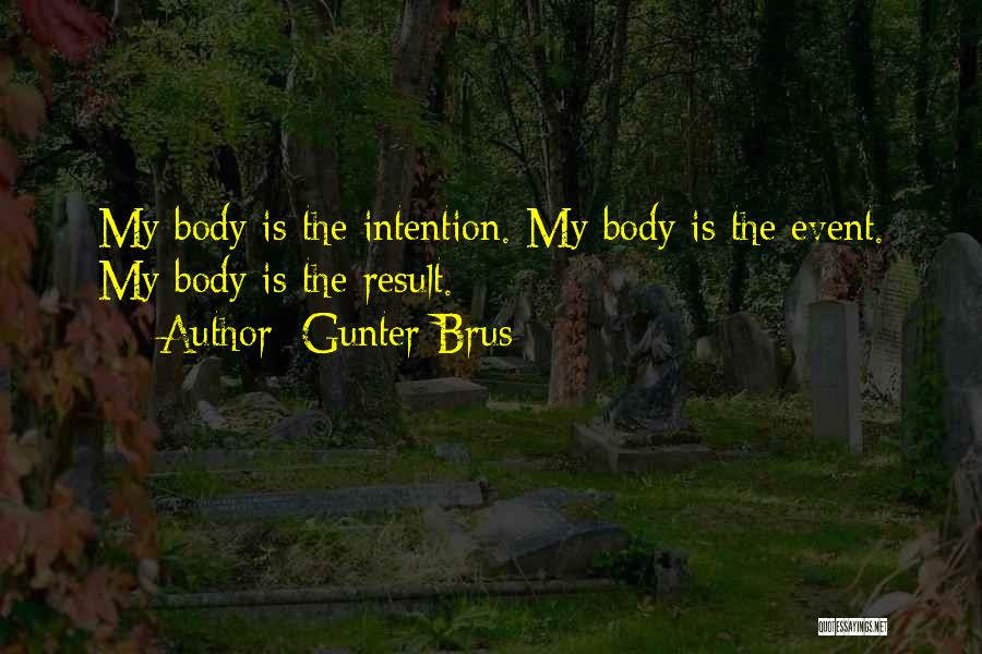 Gunter Brus Quotes: My Body Is The Intention. My Body Is The Event. My Body Is The Result.