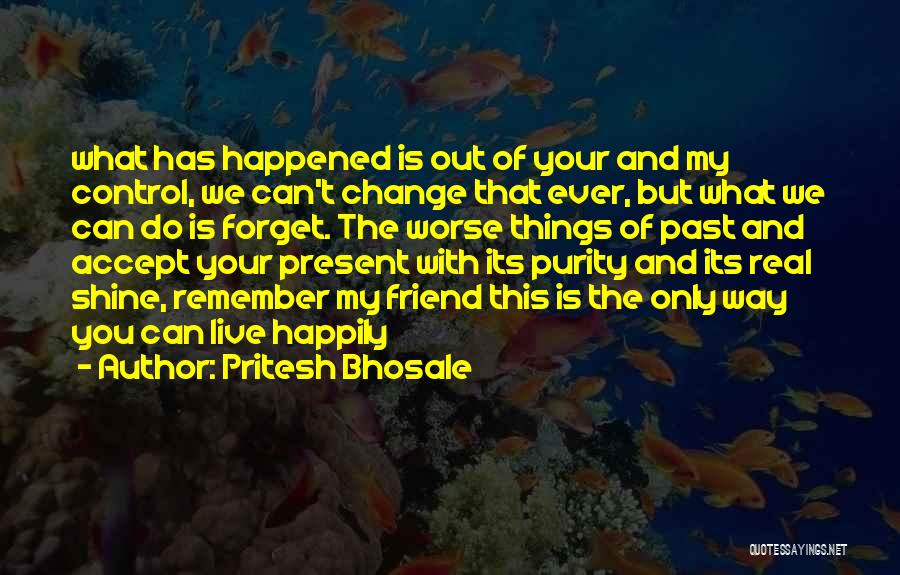 Pritesh Bhosale Quotes: What Has Happened Is Out Of Your And My Control, We Can't Change That Ever, But What We Can Do