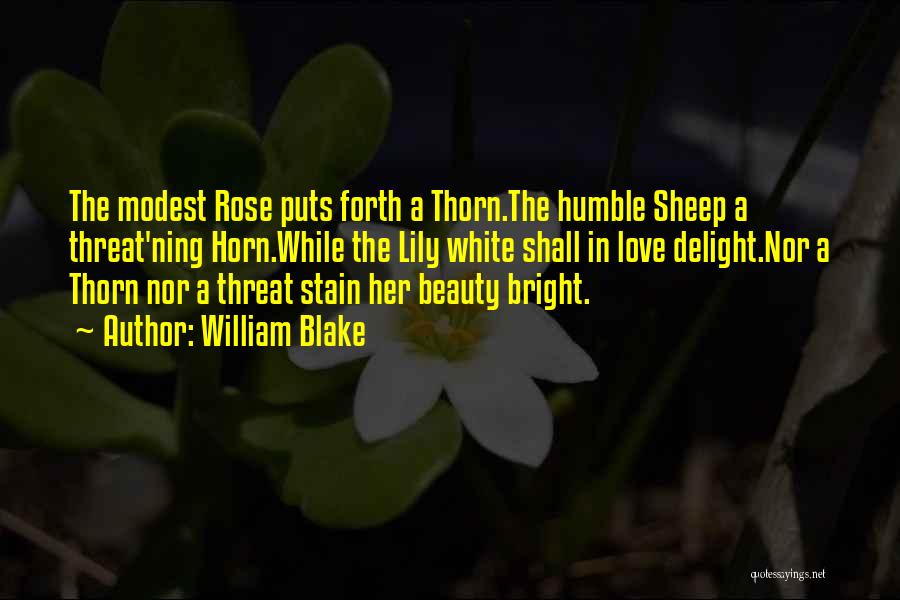 William Blake Quotes: The Modest Rose Puts Forth A Thorn.the Humble Sheep A Threat'ning Horn.while The Lily White Shall In Love Delight.nor A