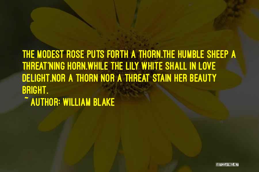 William Blake Quotes: The Modest Rose Puts Forth A Thorn.the Humble Sheep A Threat'ning Horn.while The Lily White Shall In Love Delight.nor A