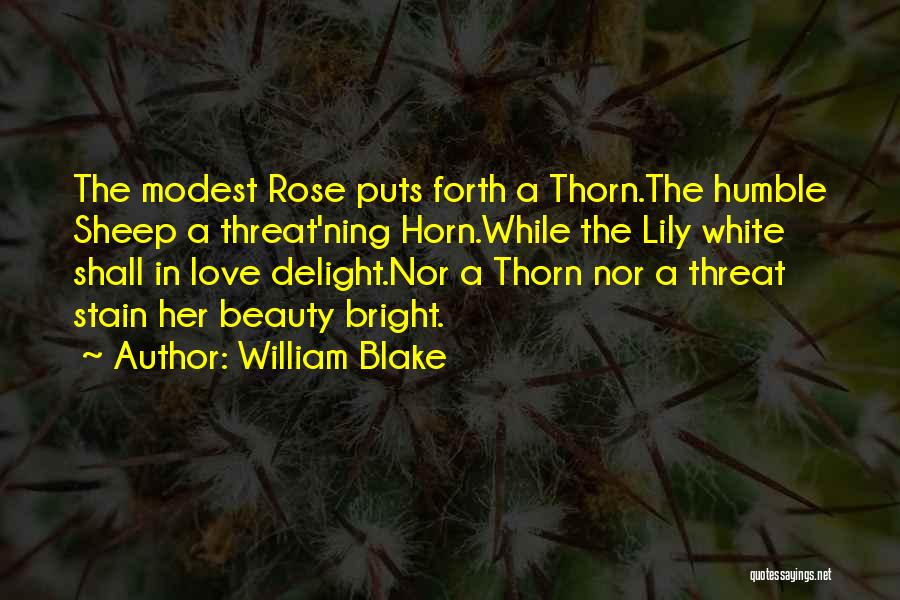 William Blake Quotes: The Modest Rose Puts Forth A Thorn.the Humble Sheep A Threat'ning Horn.while The Lily White Shall In Love Delight.nor A