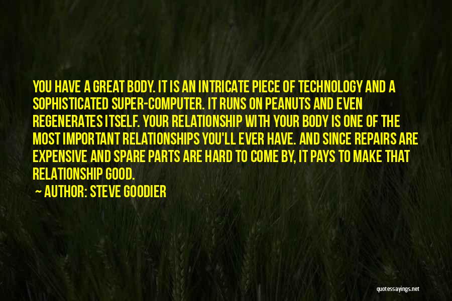 Steve Goodier Quotes: You Have A Great Body. It Is An Intricate Piece Of Technology And A Sophisticated Super-computer. It Runs On Peanuts