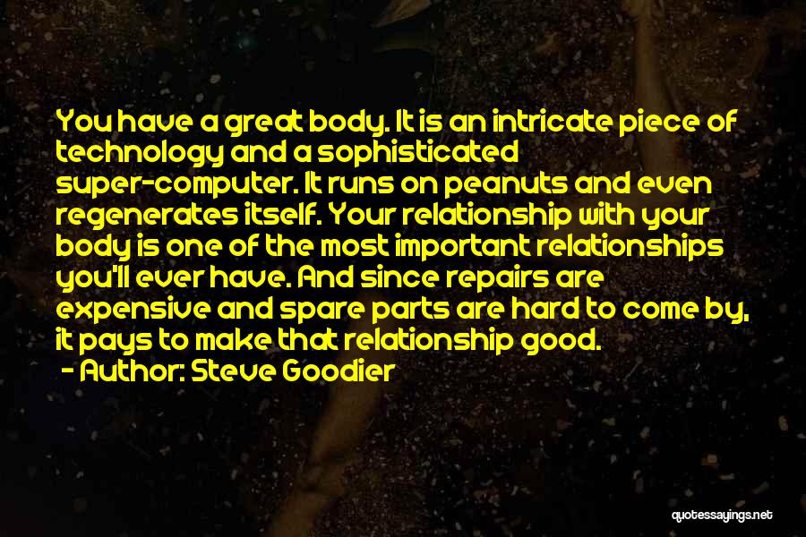 Steve Goodier Quotes: You Have A Great Body. It Is An Intricate Piece Of Technology And A Sophisticated Super-computer. It Runs On Peanuts