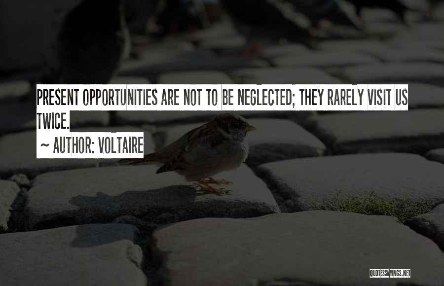 Voltaire Quotes: Present Opportunities Are Not To Be Neglected; They Rarely Visit Us Twice.