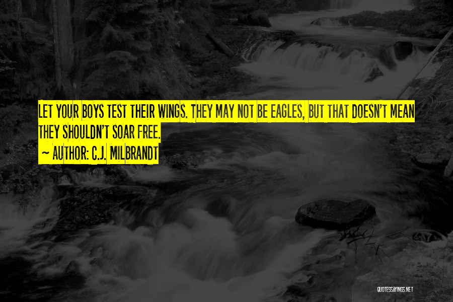 C.J. Milbrandt Quotes: Let Your Boys Test Their Wings. They May Not Be Eagles, But That Doesn't Mean They Shouldn't Soar Free.