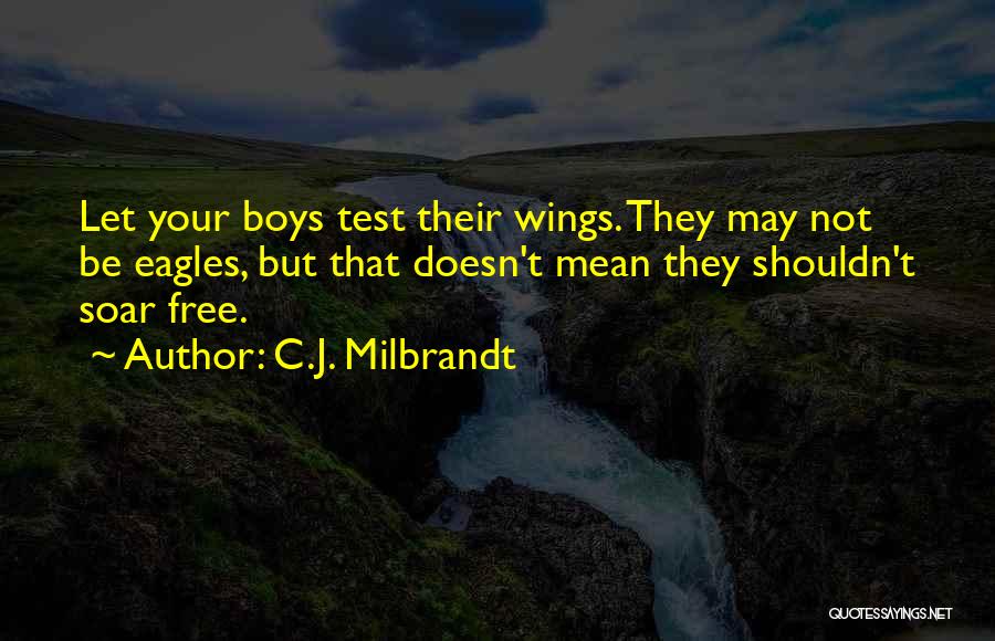 C.J. Milbrandt Quotes: Let Your Boys Test Their Wings. They May Not Be Eagles, But That Doesn't Mean They Shouldn't Soar Free.