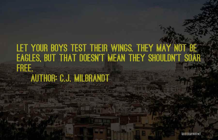 C.J. Milbrandt Quotes: Let Your Boys Test Their Wings. They May Not Be Eagles, But That Doesn't Mean They Shouldn't Soar Free.