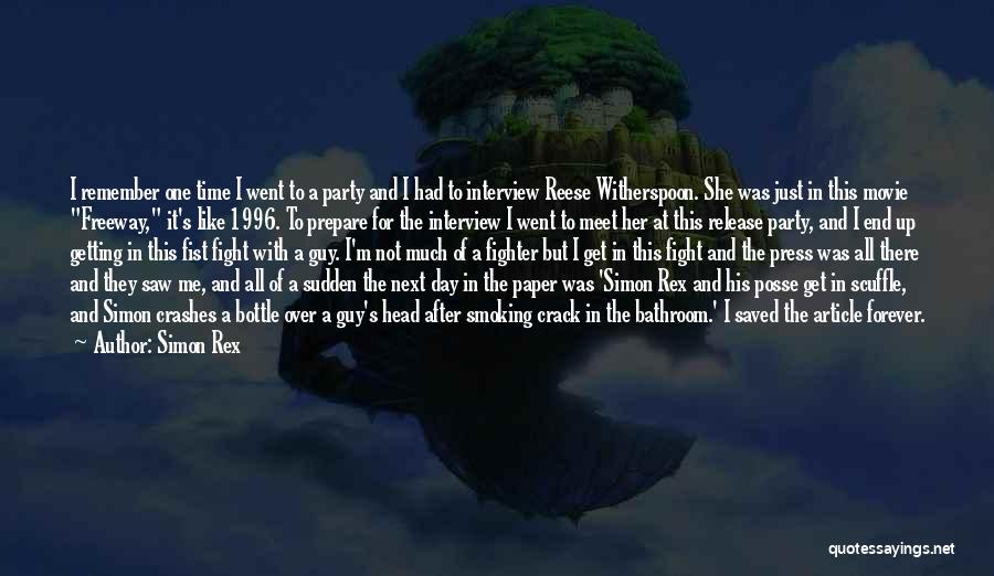 Simon Rex Quotes: I Remember One Time I Went To A Party And I Had To Interview Reese Witherspoon. She Was Just In