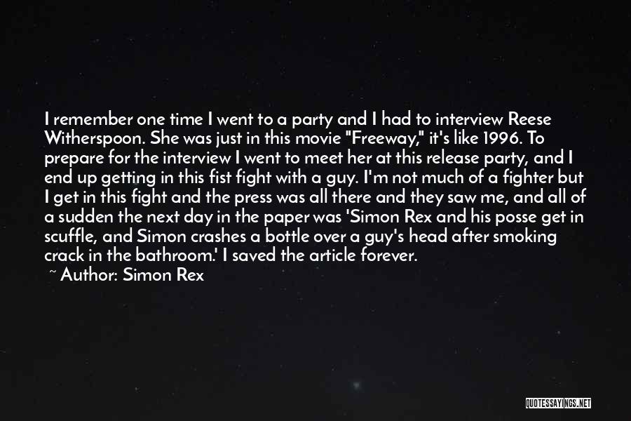 Simon Rex Quotes: I Remember One Time I Went To A Party And I Had To Interview Reese Witherspoon. She Was Just In