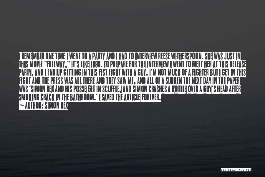 Simon Rex Quotes: I Remember One Time I Went To A Party And I Had To Interview Reese Witherspoon. She Was Just In