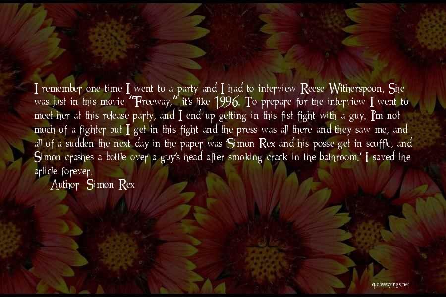 Simon Rex Quotes: I Remember One Time I Went To A Party And I Had To Interview Reese Witherspoon. She Was Just In