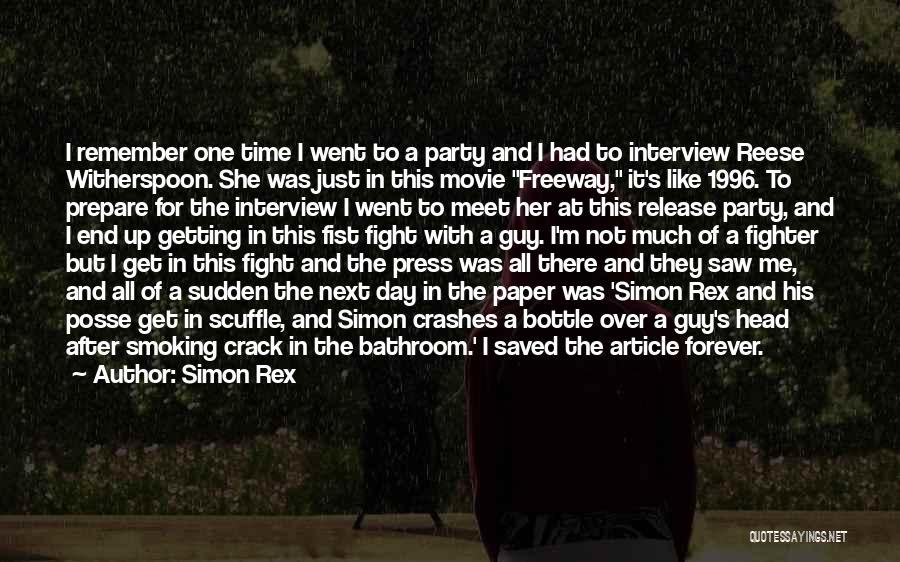Simon Rex Quotes: I Remember One Time I Went To A Party And I Had To Interview Reese Witherspoon. She Was Just In