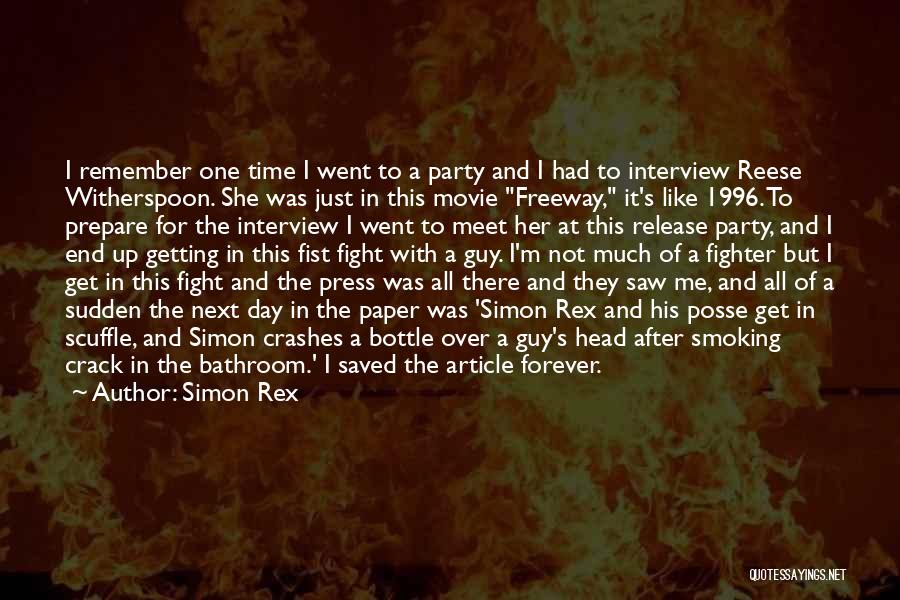 Simon Rex Quotes: I Remember One Time I Went To A Party And I Had To Interview Reese Witherspoon. She Was Just In