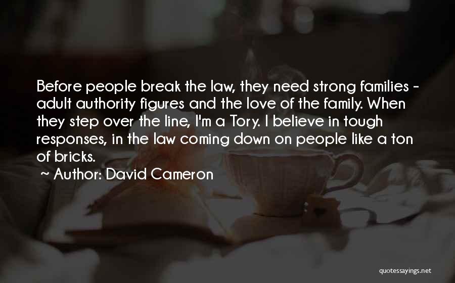 David Cameron Quotes: Before People Break The Law, They Need Strong Families - Adult Authority Figures And The Love Of The Family. When