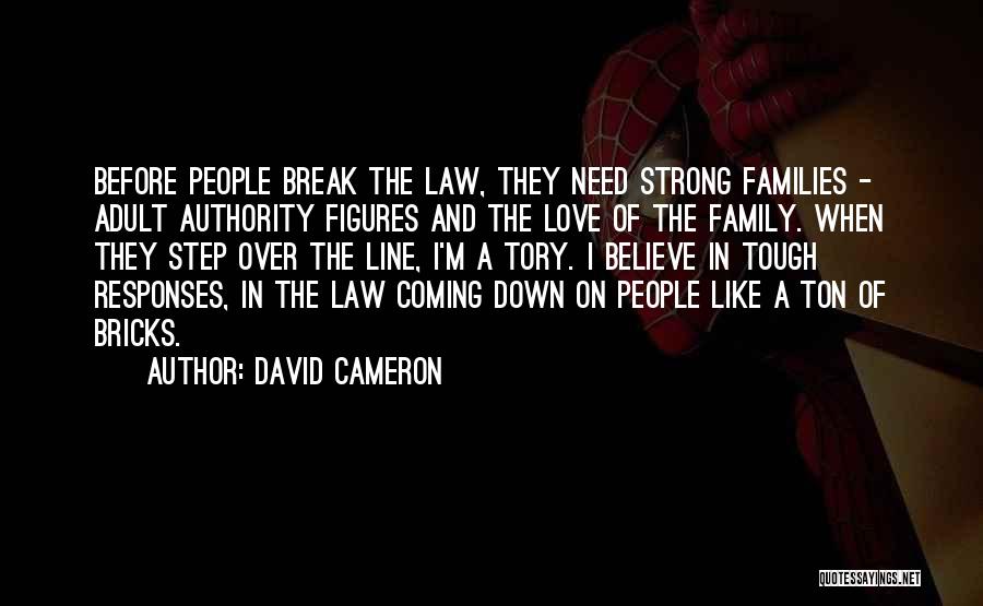 David Cameron Quotes: Before People Break The Law, They Need Strong Families - Adult Authority Figures And The Love Of The Family. When