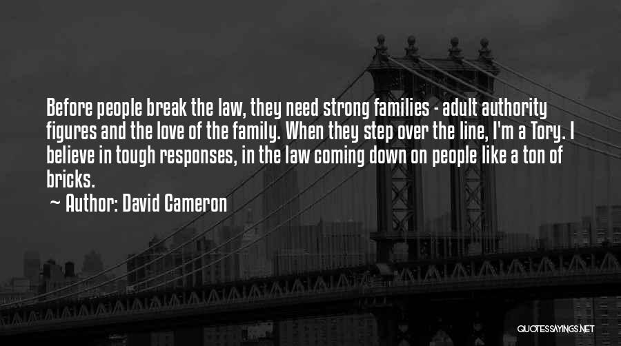 David Cameron Quotes: Before People Break The Law, They Need Strong Families - Adult Authority Figures And The Love Of The Family. When