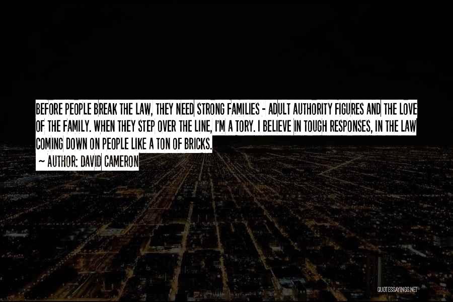 David Cameron Quotes: Before People Break The Law, They Need Strong Families - Adult Authority Figures And The Love Of The Family. When