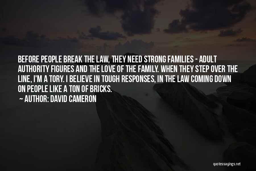 David Cameron Quotes: Before People Break The Law, They Need Strong Families - Adult Authority Figures And The Love Of The Family. When