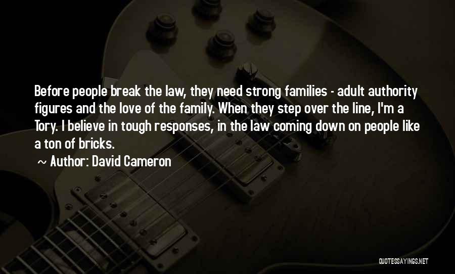 David Cameron Quotes: Before People Break The Law, They Need Strong Families - Adult Authority Figures And The Love Of The Family. When