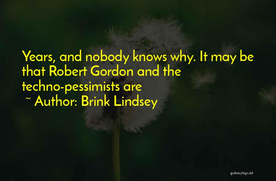 Brink Lindsey Quotes: Years, And Nobody Knows Why. It May Be That Robert Gordon And The Techno-pessimists Are