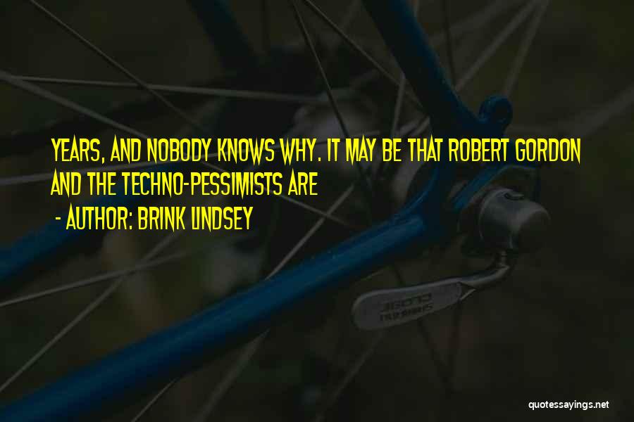 Brink Lindsey Quotes: Years, And Nobody Knows Why. It May Be That Robert Gordon And The Techno-pessimists Are