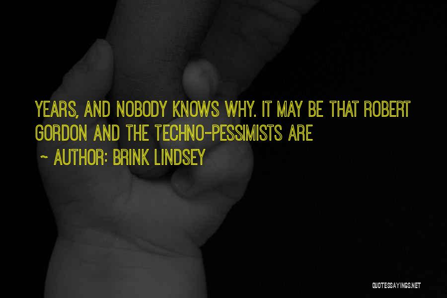 Brink Lindsey Quotes: Years, And Nobody Knows Why. It May Be That Robert Gordon And The Techno-pessimists Are
