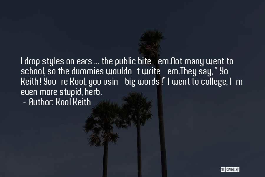 Kool Keith Quotes: I Drop Styles On Ears ... The Public Bite 'em.not Many Went To School, So The Dummies Wouldn't Write 'em.they