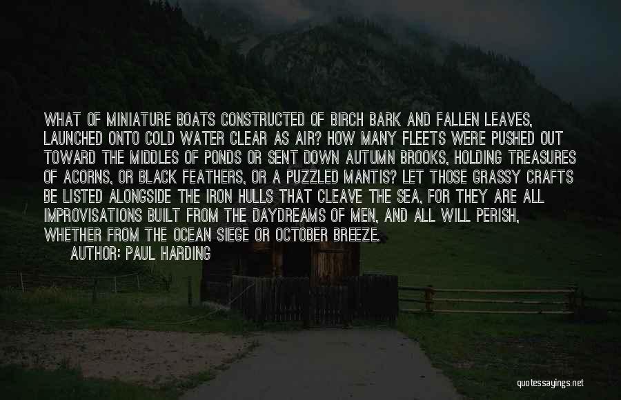 Paul Harding Quotes: What Of Miniature Boats Constructed Of Birch Bark And Fallen Leaves, Launched Onto Cold Water Clear As Air? How Many