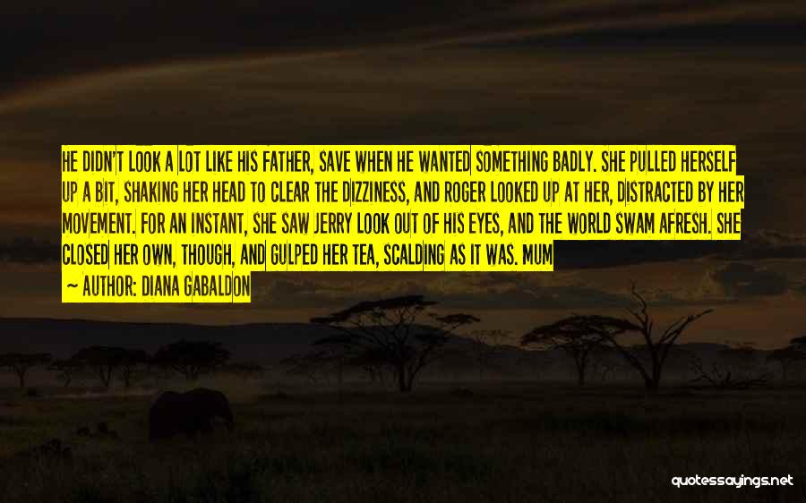 Diana Gabaldon Quotes: He Didn't Look A Lot Like His Father, Save When He Wanted Something Badly. She Pulled Herself Up A Bit,