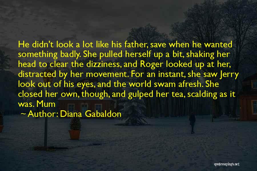 Diana Gabaldon Quotes: He Didn't Look A Lot Like His Father, Save When He Wanted Something Badly. She Pulled Herself Up A Bit,