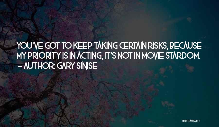 Gary Sinise Quotes: You've Got To Keep Taking Certain Risks, Because My Priority Is In Acting, It's Not In Movie Stardom.