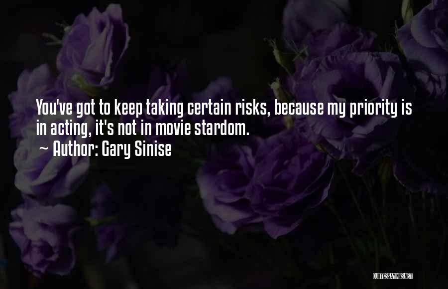Gary Sinise Quotes: You've Got To Keep Taking Certain Risks, Because My Priority Is In Acting, It's Not In Movie Stardom.