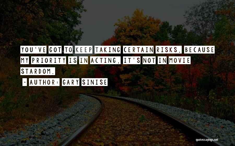 Gary Sinise Quotes: You've Got To Keep Taking Certain Risks, Because My Priority Is In Acting, It's Not In Movie Stardom.