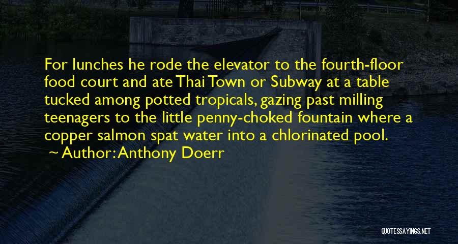 Anthony Doerr Quotes: For Lunches He Rode The Elevator To The Fourth-floor Food Court And Ate Thai Town Or Subway At A Table