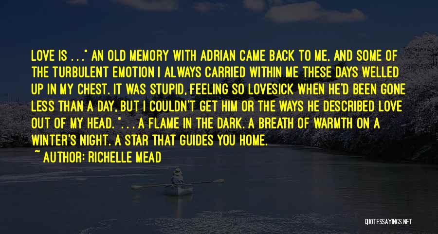 Richelle Mead Quotes: Love Is . . . An Old Memory With Adrian Came Back To Me, And Some Of The Turbulent Emotion