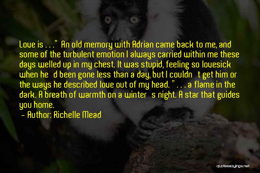 Richelle Mead Quotes: Love Is . . . An Old Memory With Adrian Came Back To Me, And Some Of The Turbulent Emotion