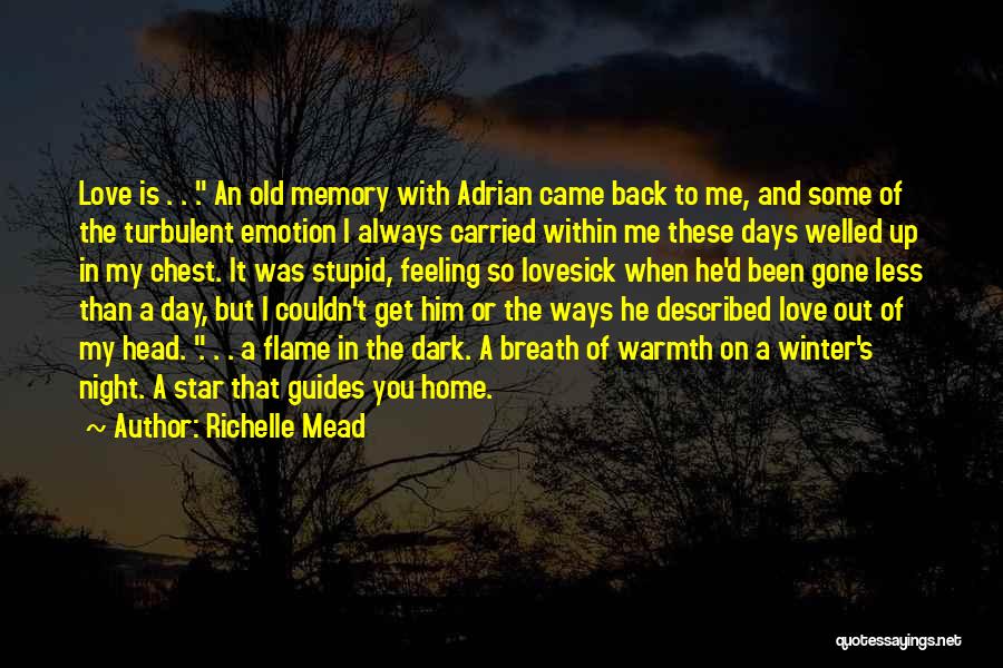 Richelle Mead Quotes: Love Is . . . An Old Memory With Adrian Came Back To Me, And Some Of The Turbulent Emotion