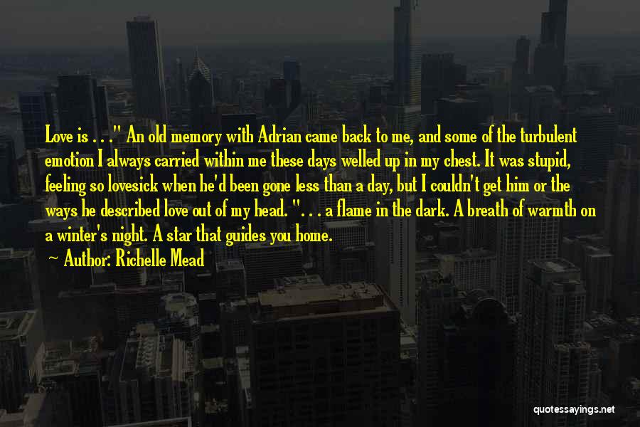 Richelle Mead Quotes: Love Is . . . An Old Memory With Adrian Came Back To Me, And Some Of The Turbulent Emotion