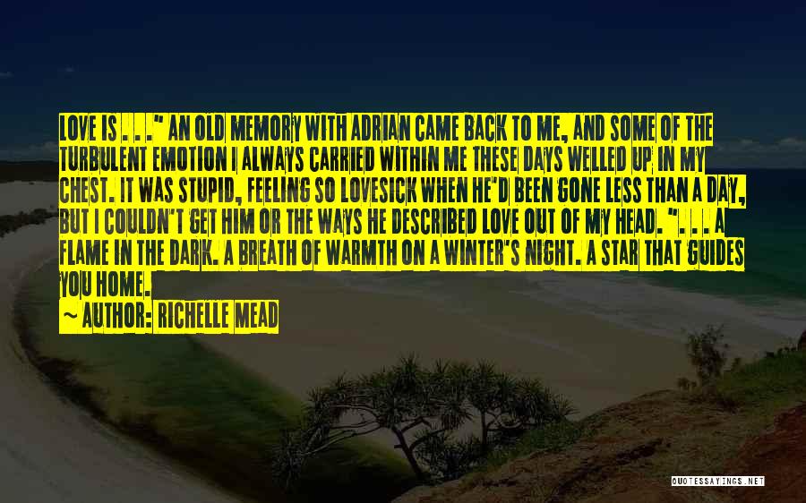 Richelle Mead Quotes: Love Is . . . An Old Memory With Adrian Came Back To Me, And Some Of The Turbulent Emotion
