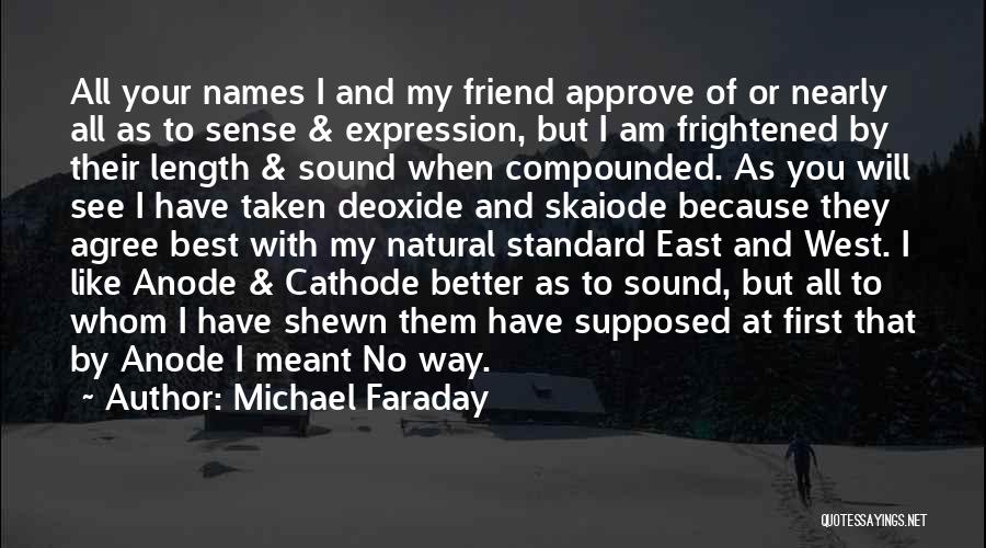 Michael Faraday Quotes: All Your Names I And My Friend Approve Of Or Nearly All As To Sense & Expression, But I Am